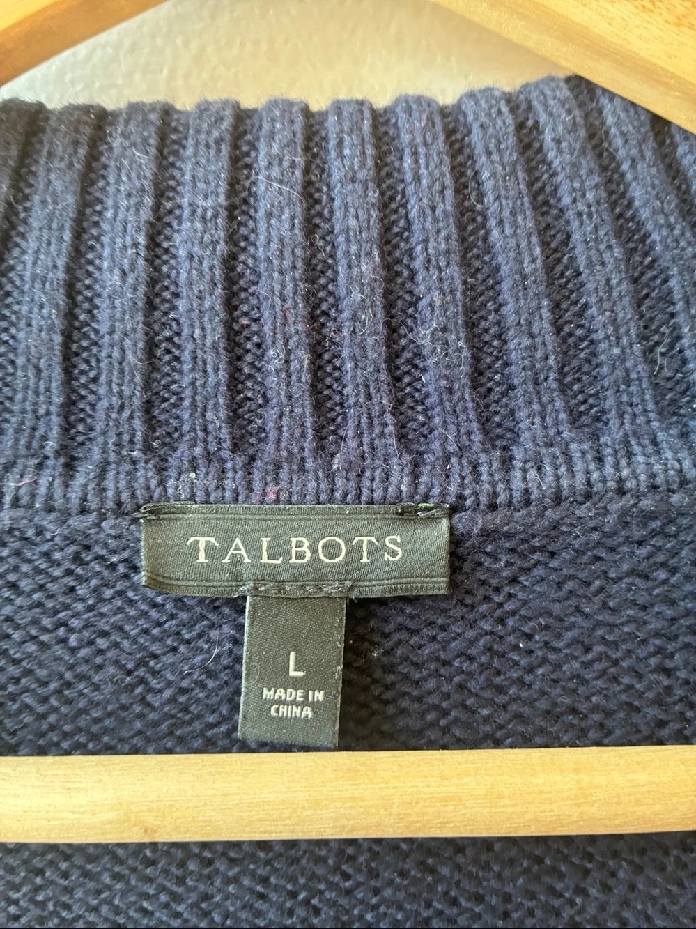 Talbots Navy Multicolor Fair Isle Open Front Shawl Collar Cardigan - Picture 3 of 6